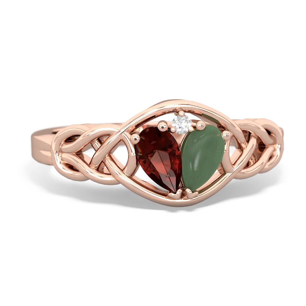 Garnet Celtic Love Knot 14K Rose Gold ring R5420