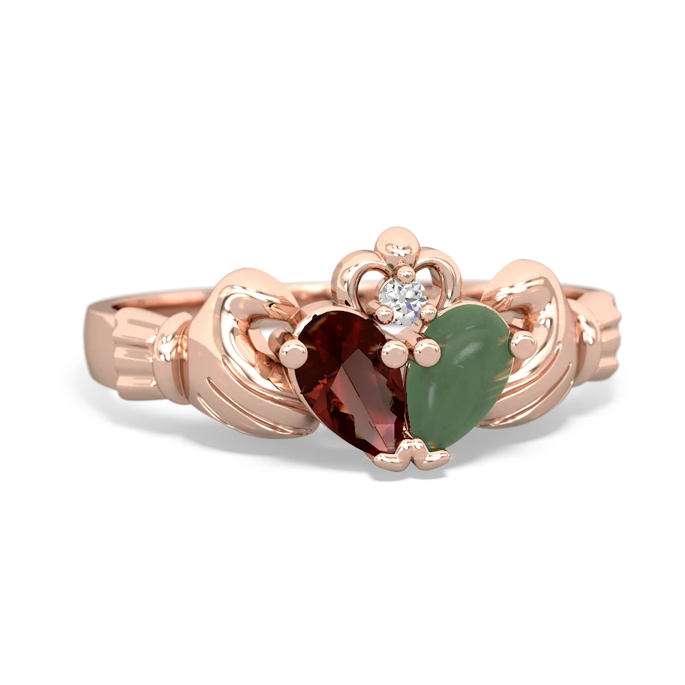 Garnet 'Our Heart' Claddagh 14K Rose Gold ring R2388