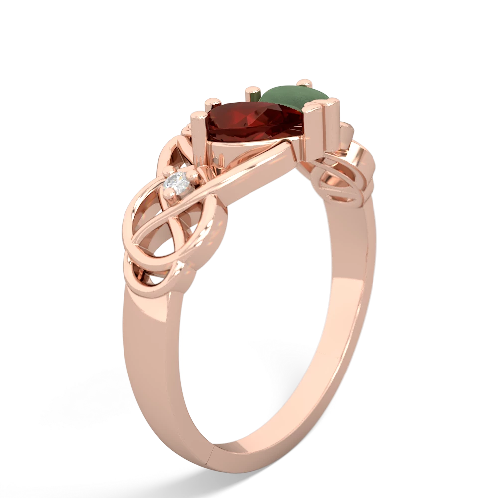 Garnet 'One Heart' Celtic Knot Claddagh 14K Rose Gold ring R5322