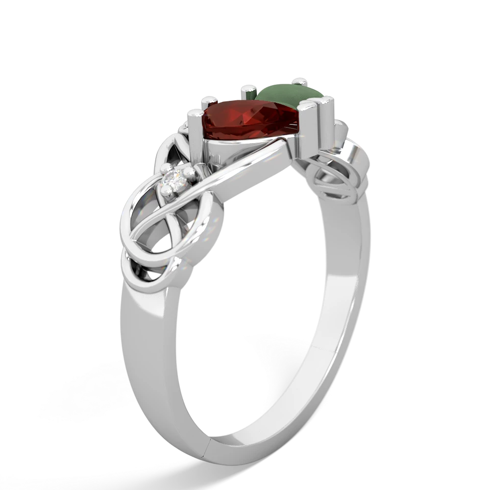 Garnet 'One Heart' Celtic Knot Claddagh 14K White Gold ring R5322