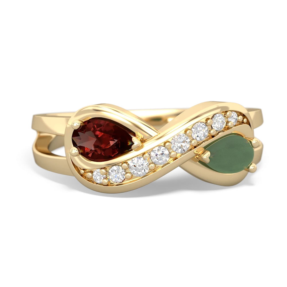 Garnet Diamond Infinity 14K Yellow Gold ring R5390