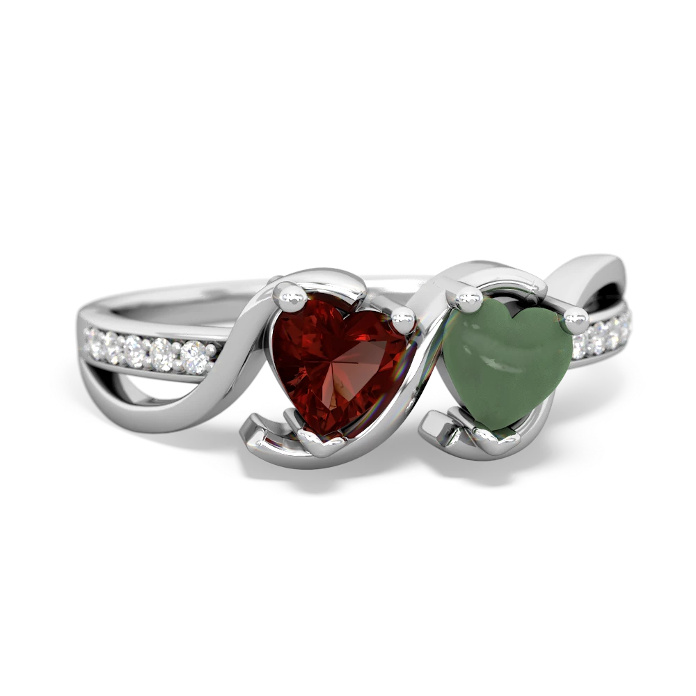 Garnet Side By Side 14K White Gold ring R3090