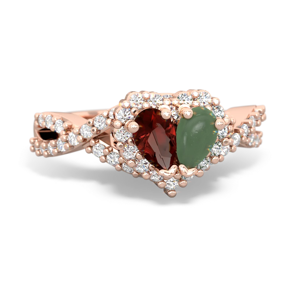 Garnet Diamond Twist 'One Heart' 14K Rose Gold ring R2640HRT