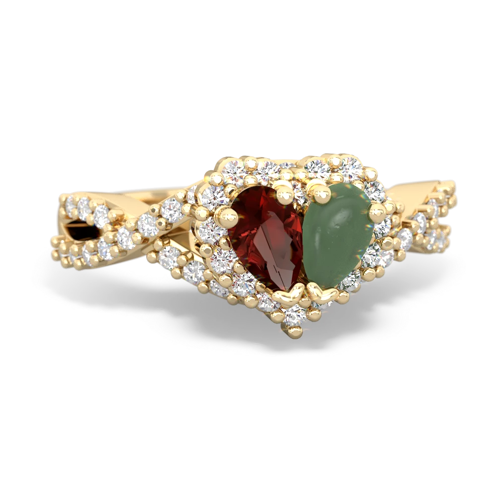 Garnet Diamond Twist 'One Heart' 14K Yellow Gold ring R2640HRT