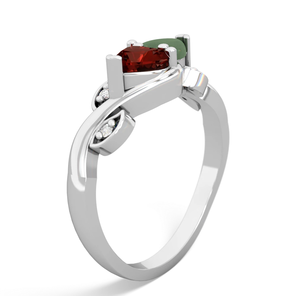 Garnet Floral Elegance 14K White Gold ring R5790