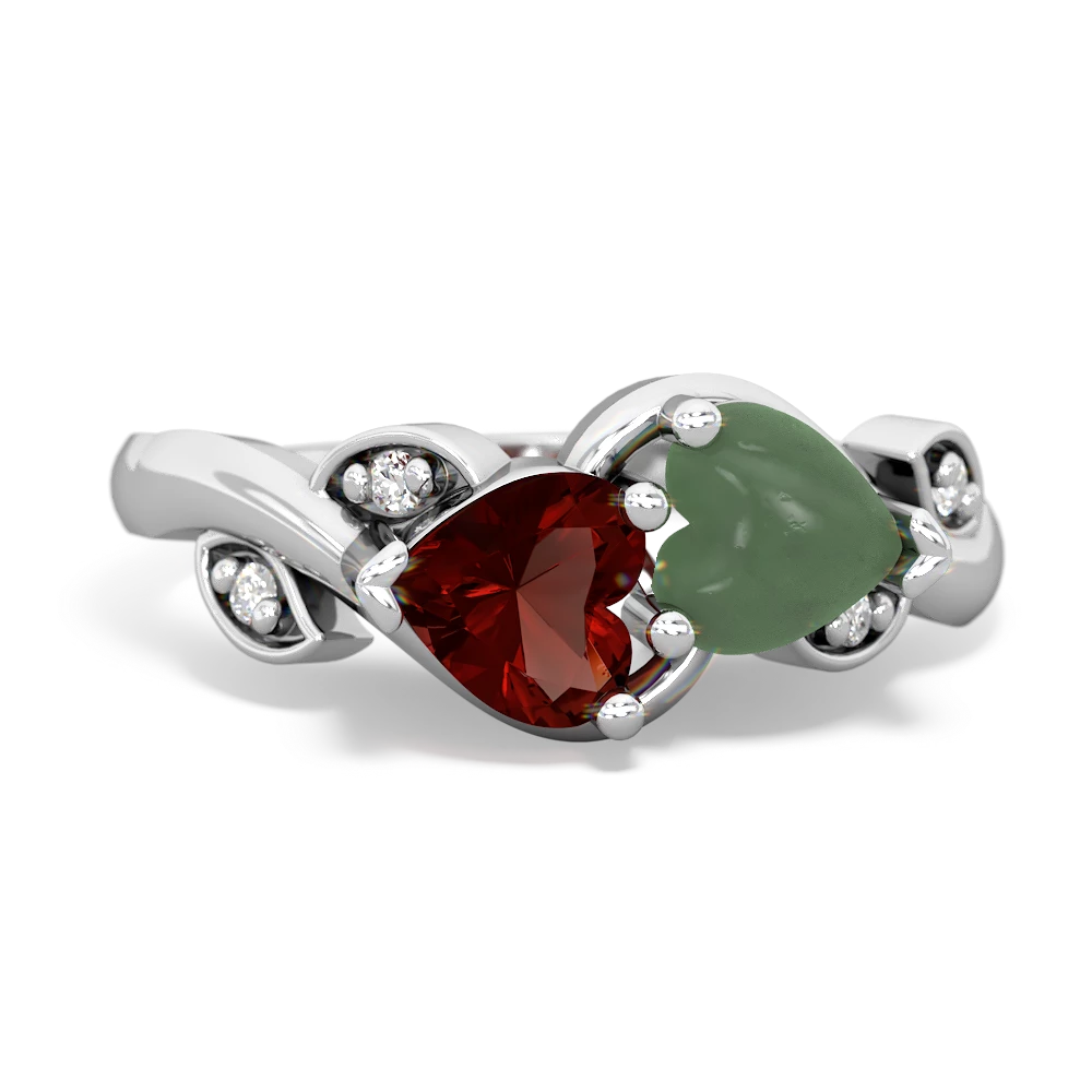 Garnet Floral Elegance 14K White Gold ring R5790