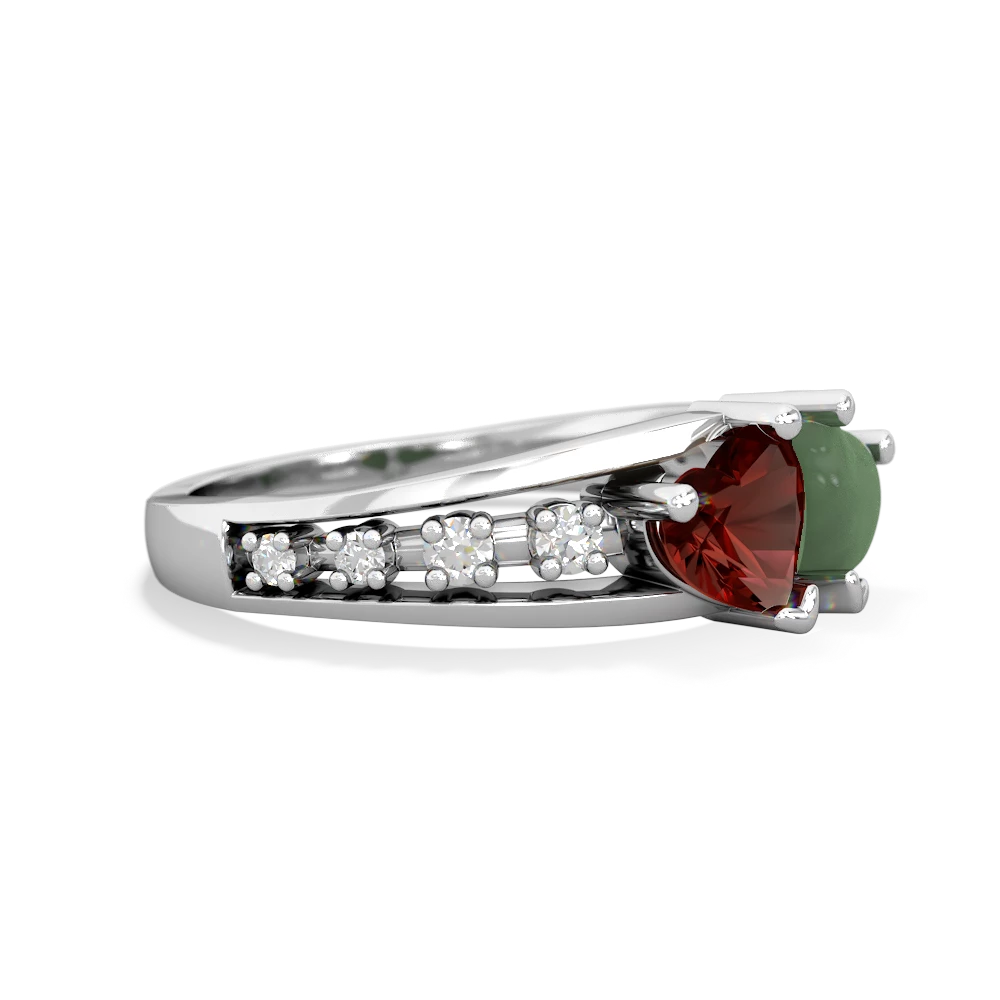 Garnet Heart To Heart 14K White Gold ring R3342