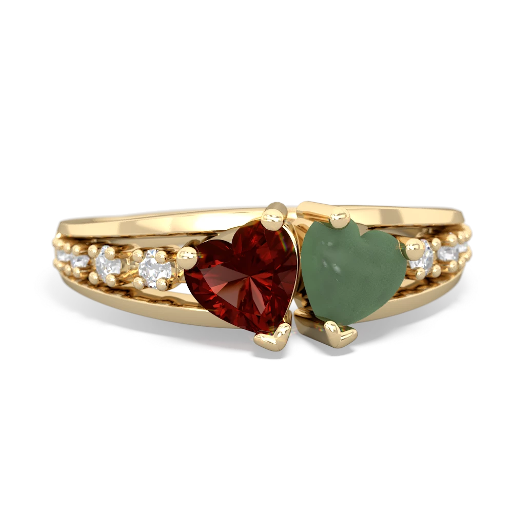 Garnet Heart To Heart 14K Yellow Gold ring R3342