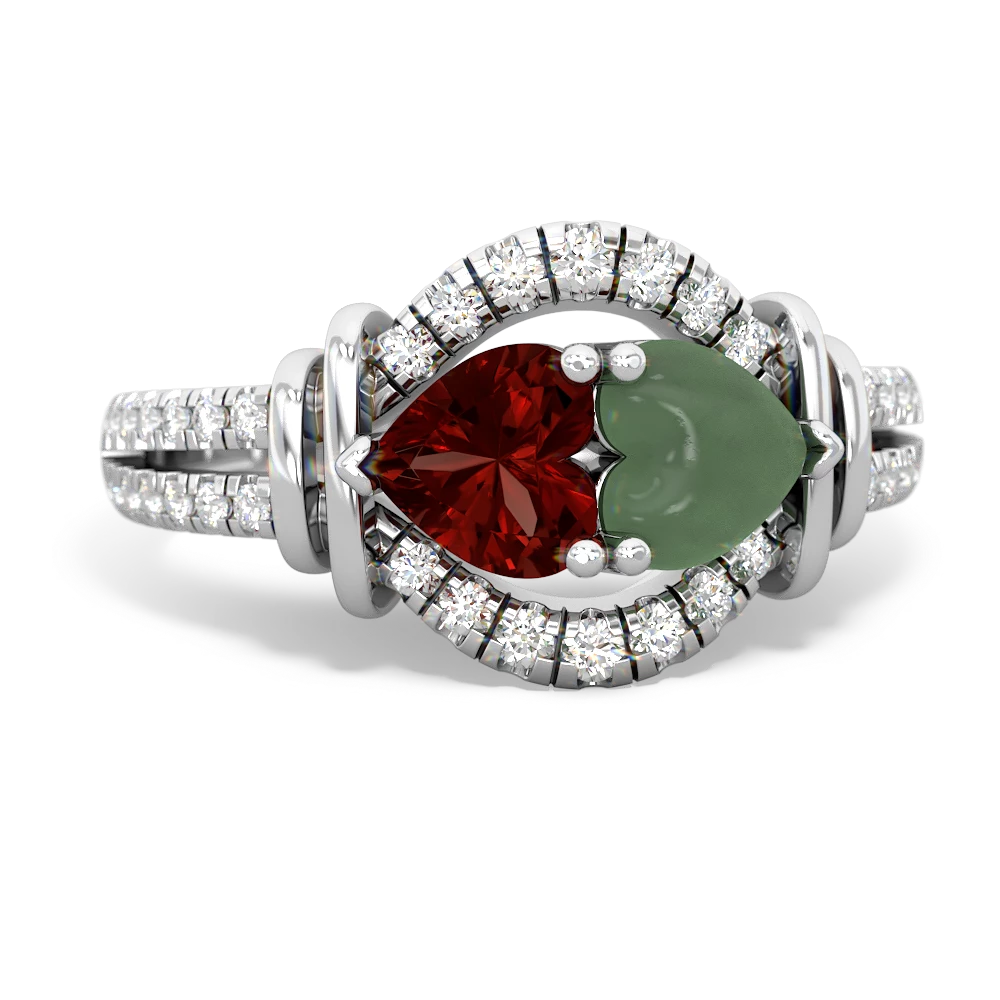 Garnet Art-Deco Keepsake 14K White Gold ring R5630