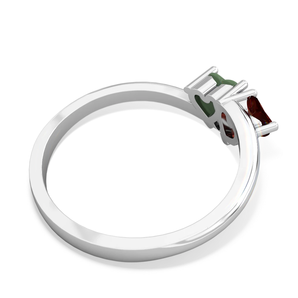 Garnet Sweethearts 14K White Gold ring R5260