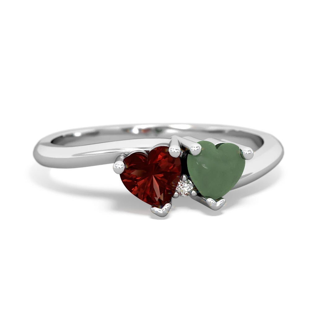 Garnet Sweethearts 14K White Gold ring R5260