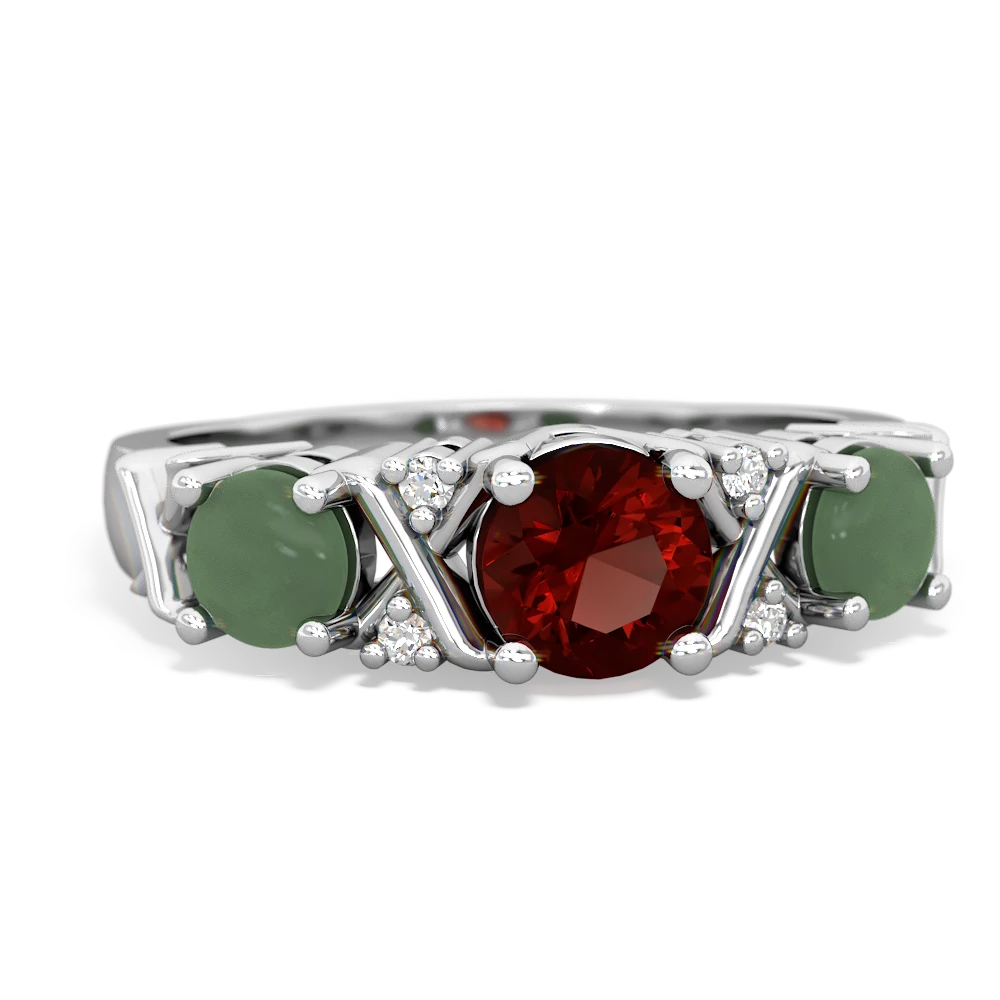 Garnet Hugs And Kisses 14K White Gold ring R5016