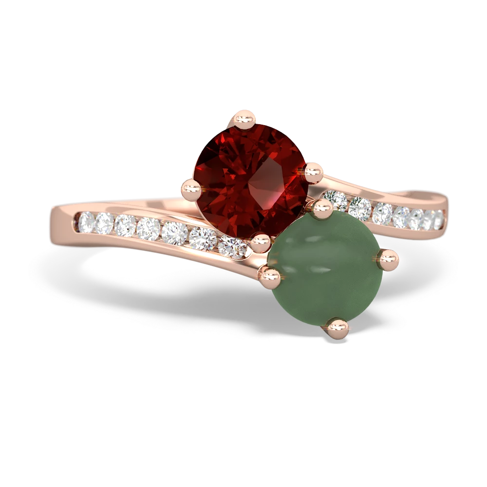 Garnet Channel Set Two Stone 14K Rose Gold ring R5303