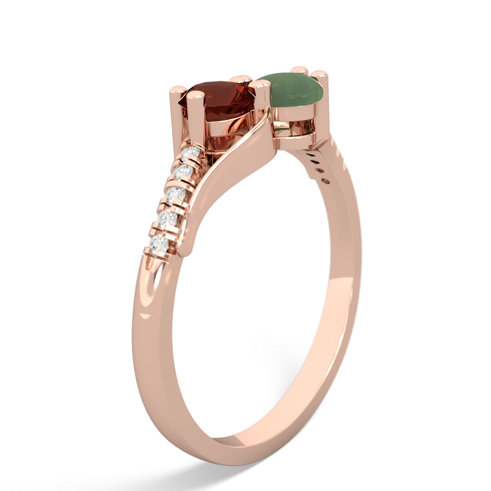 Garnet Infinity Pave Two Stone 14K Rose Gold ring R5285