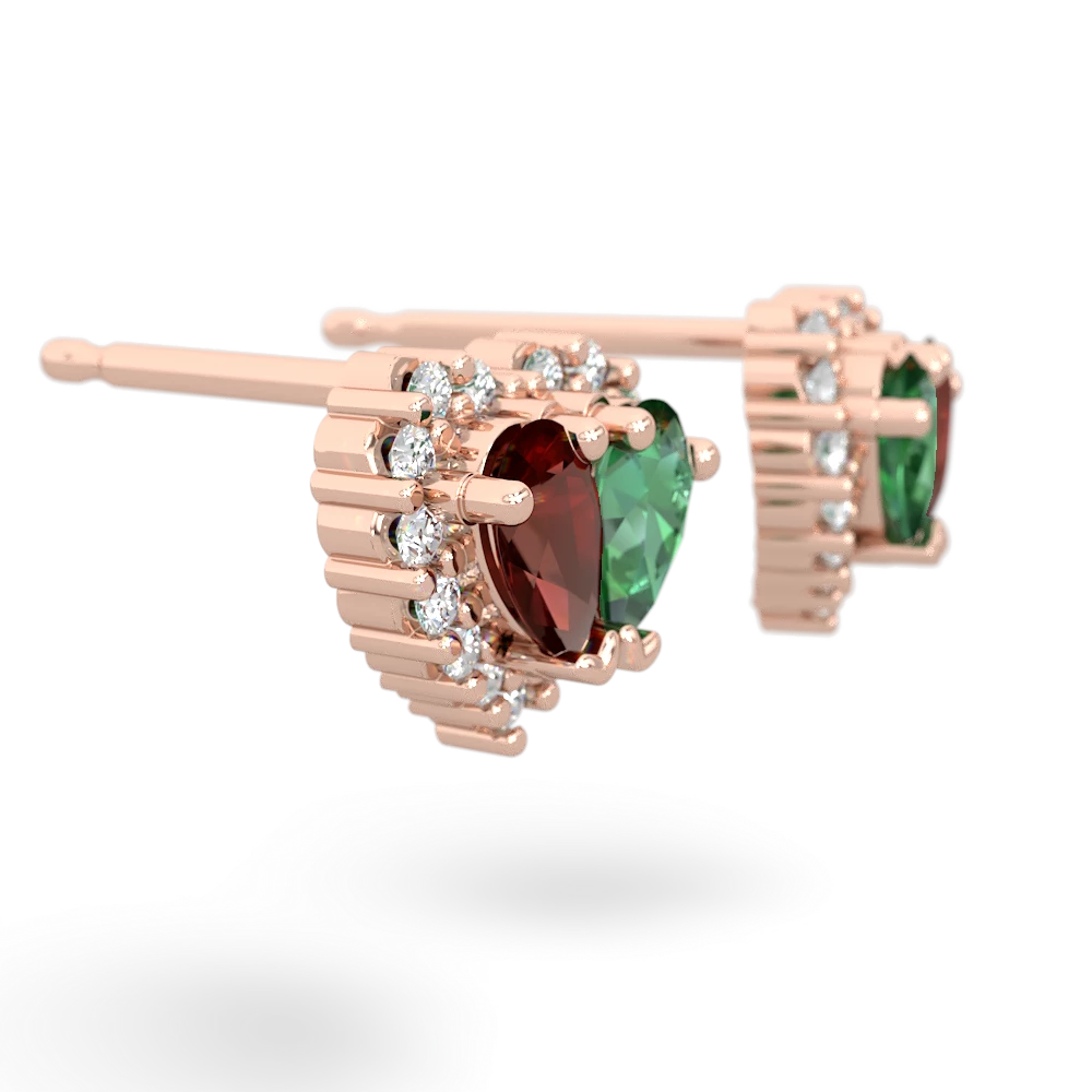 Garnet Halo 14K Rose Gold earrings E7008