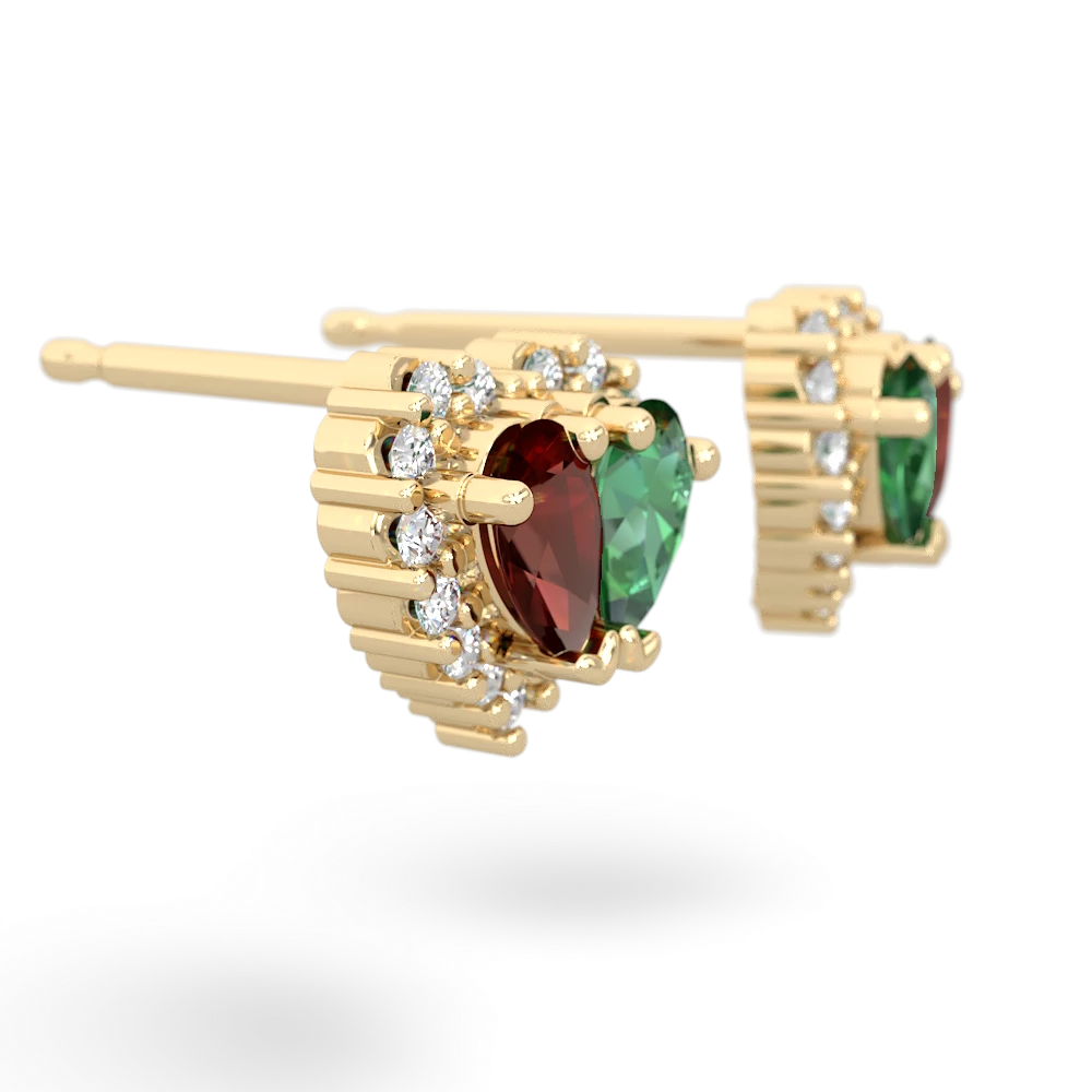 Garnet Halo 14K Yellow Gold earrings E7008