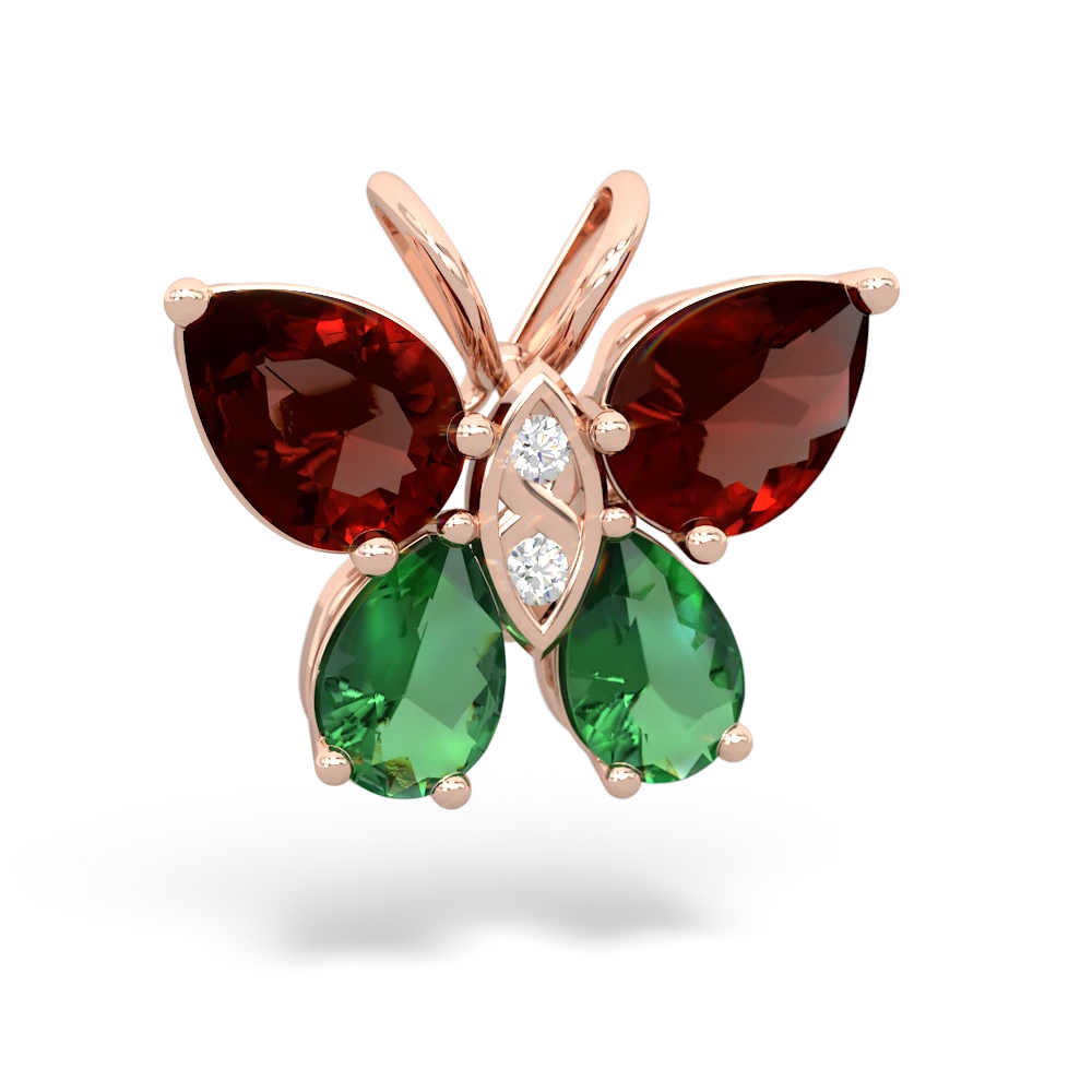 Garnet Butterfly 14K Rose Gold pendant P2215