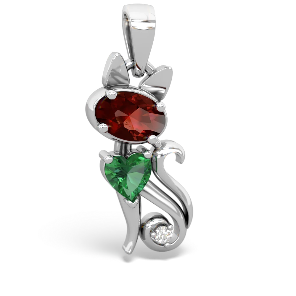 Garnet Kitten 14K White Gold pendant P5780