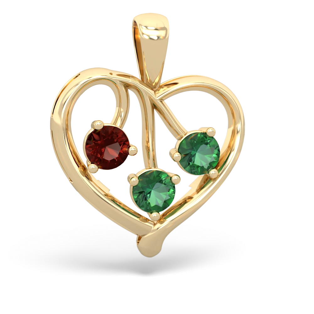 Garnet Glowing Heart 14K Yellow Gold pendant P2233