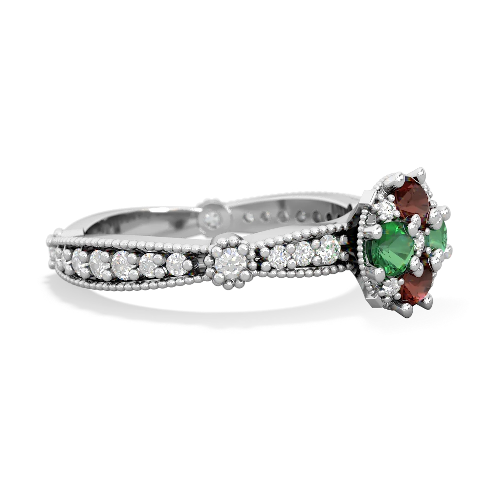 Garnet Sparkling Tiara Cluster 14K White Gold ring R26293RD