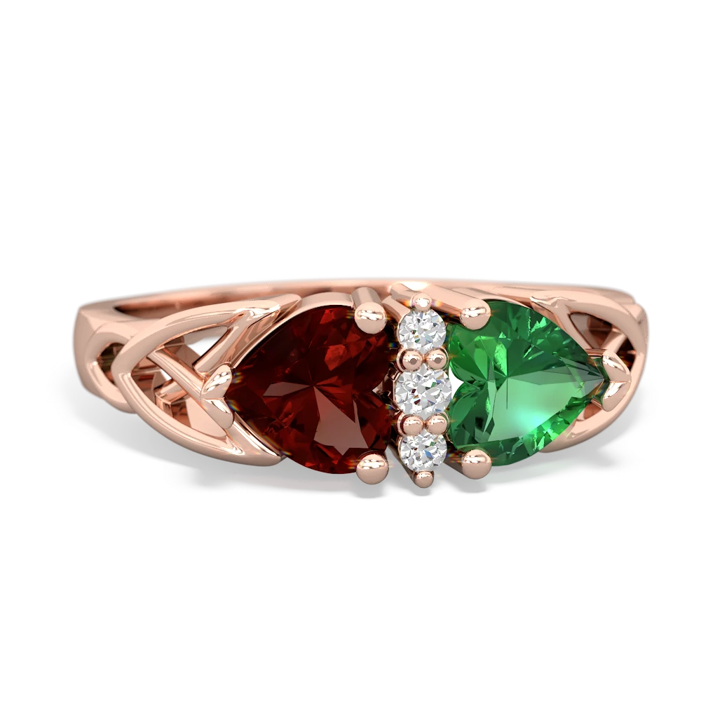 Garnet Celtic Knot Double Heart 14K Rose Gold ring R5040