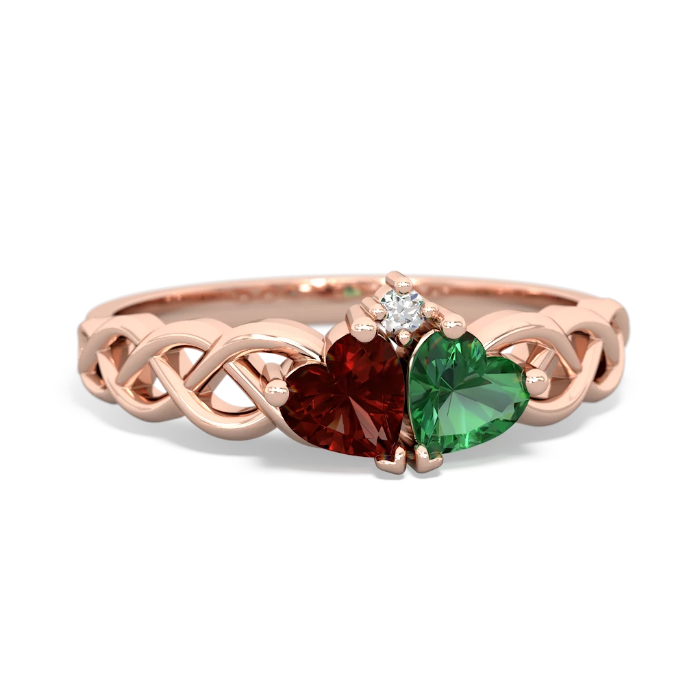 Garnet Heart To Heart Braid 14K Rose Gold ring R5870