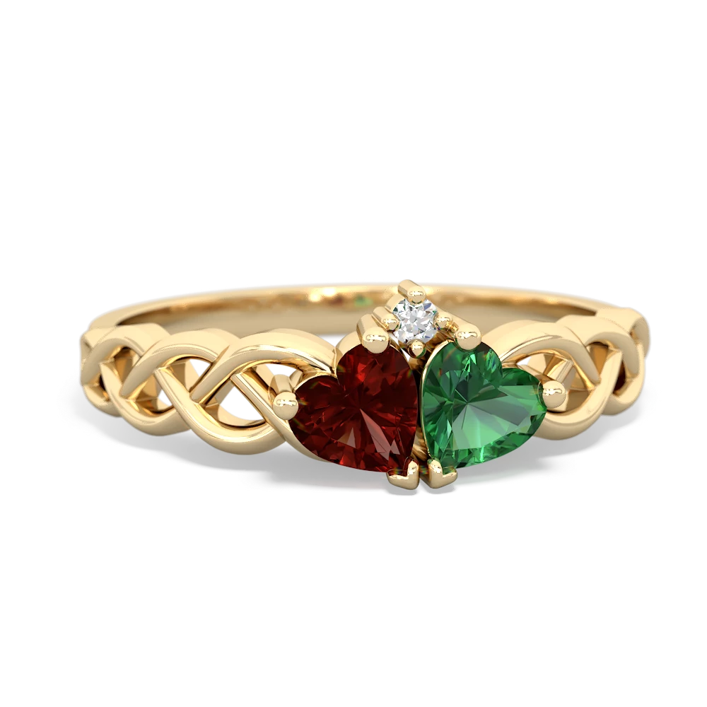 Garnet Heart To Heart Braid 14K Yellow Gold ring R5870