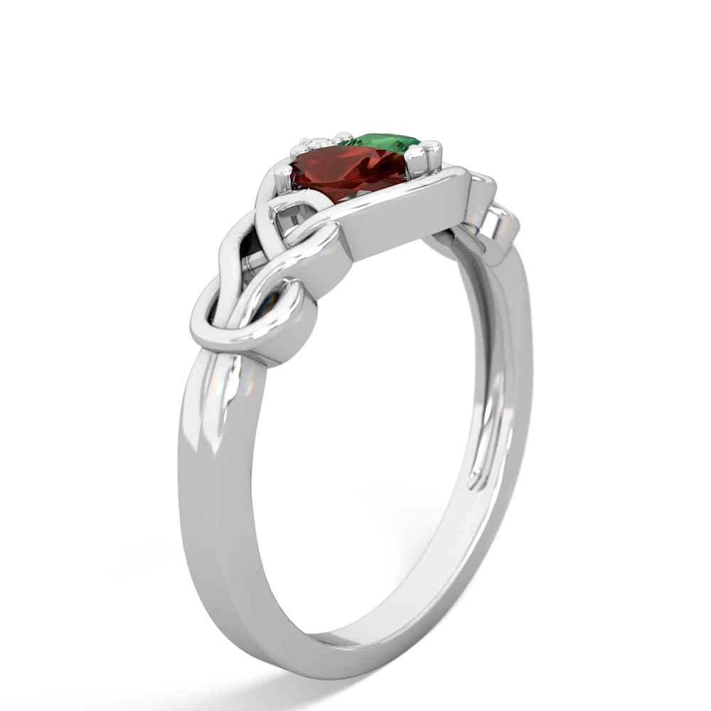 Garnet Celtic Love Knot 14K White Gold ring R5420