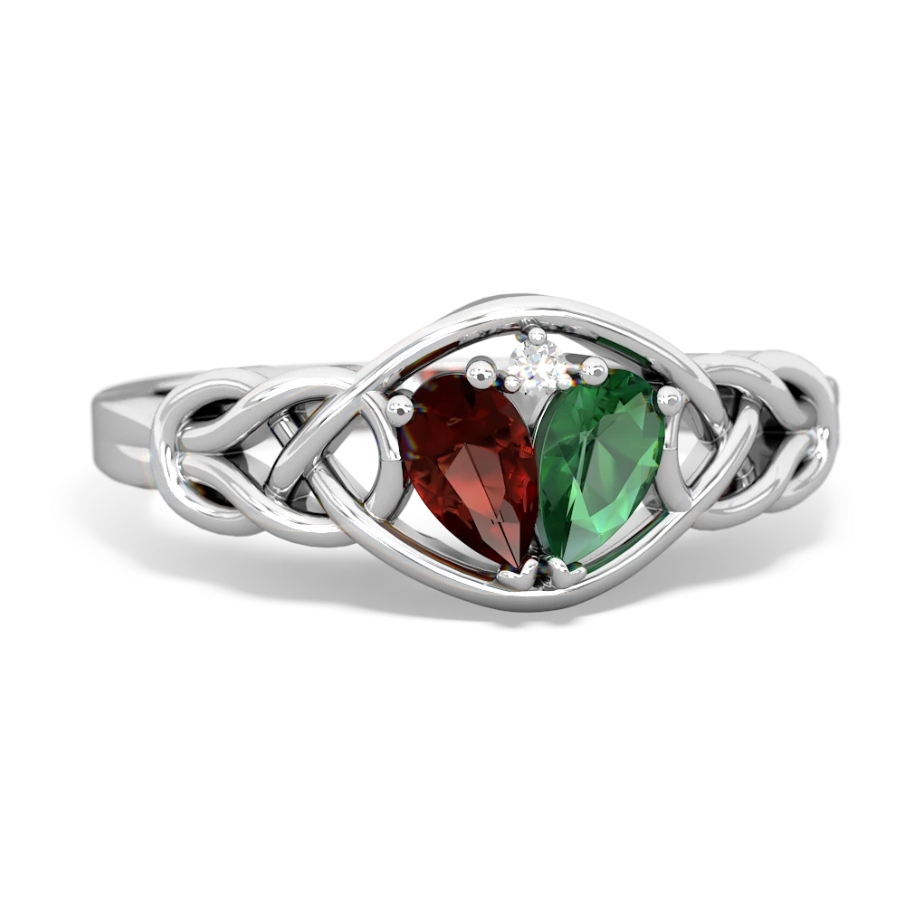 Garnet Celtic Love Knot 14K White Gold ring R5420