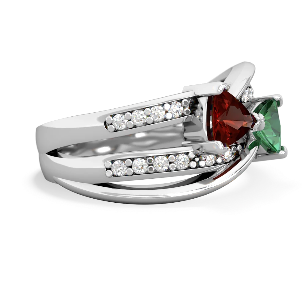 Garnet Bowtie 14K White Gold ring R2360