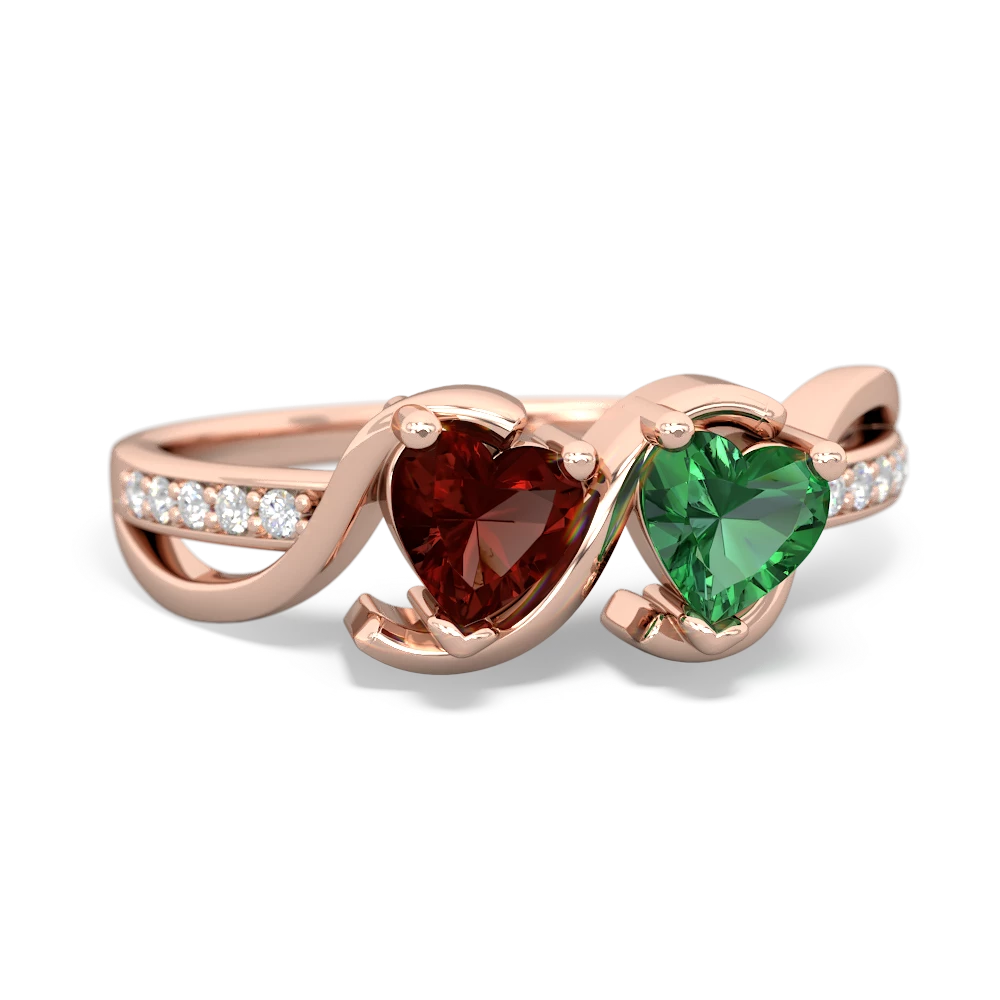 Garnet Side By Side 14K Rose Gold ring R3090