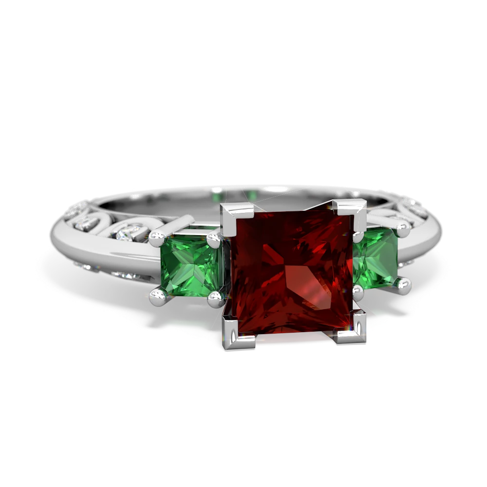 Garnet Eternal Embrace Engagement 14K White Gold ring C2001