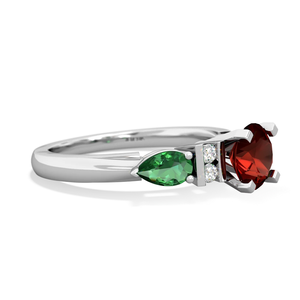 Garnet 6Mm Round Eternal Embrace Engagement 14K White Gold ring R2005