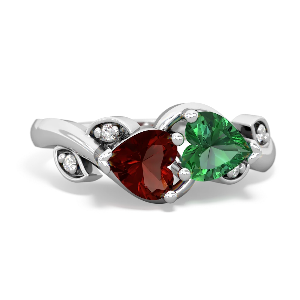 Garnet Floral Elegance 14K White Gold ring R5790