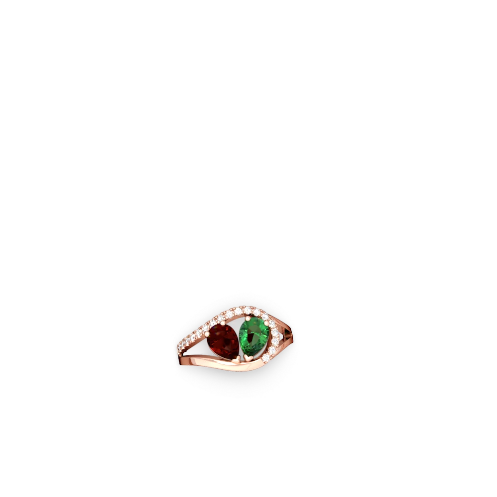 Garnet Nestled Heart Keepsake 14K Rose Gold ring R5650