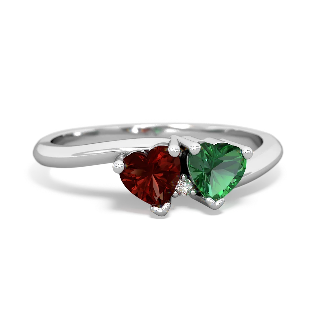 Garnet Sweethearts 14K White Gold ring R5260