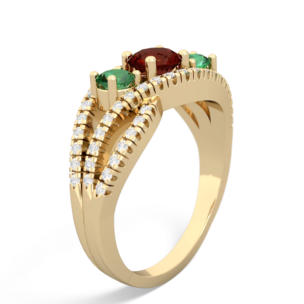 Garnet Three Stone Aurora 14K Yellow Gold ring R3080