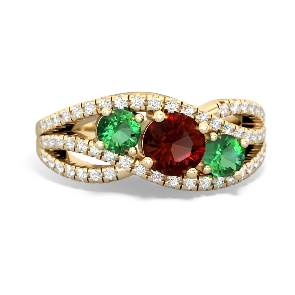 Garnet Three Stone Aurora 14K Yellow Gold ring R3080