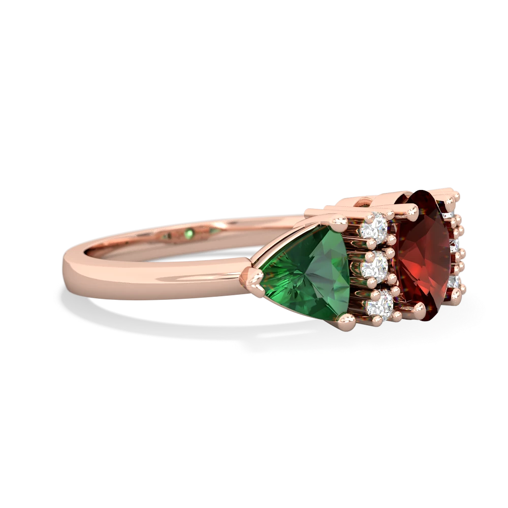 Garnet Antique Style Three Stone 14K Rose Gold ring R2186