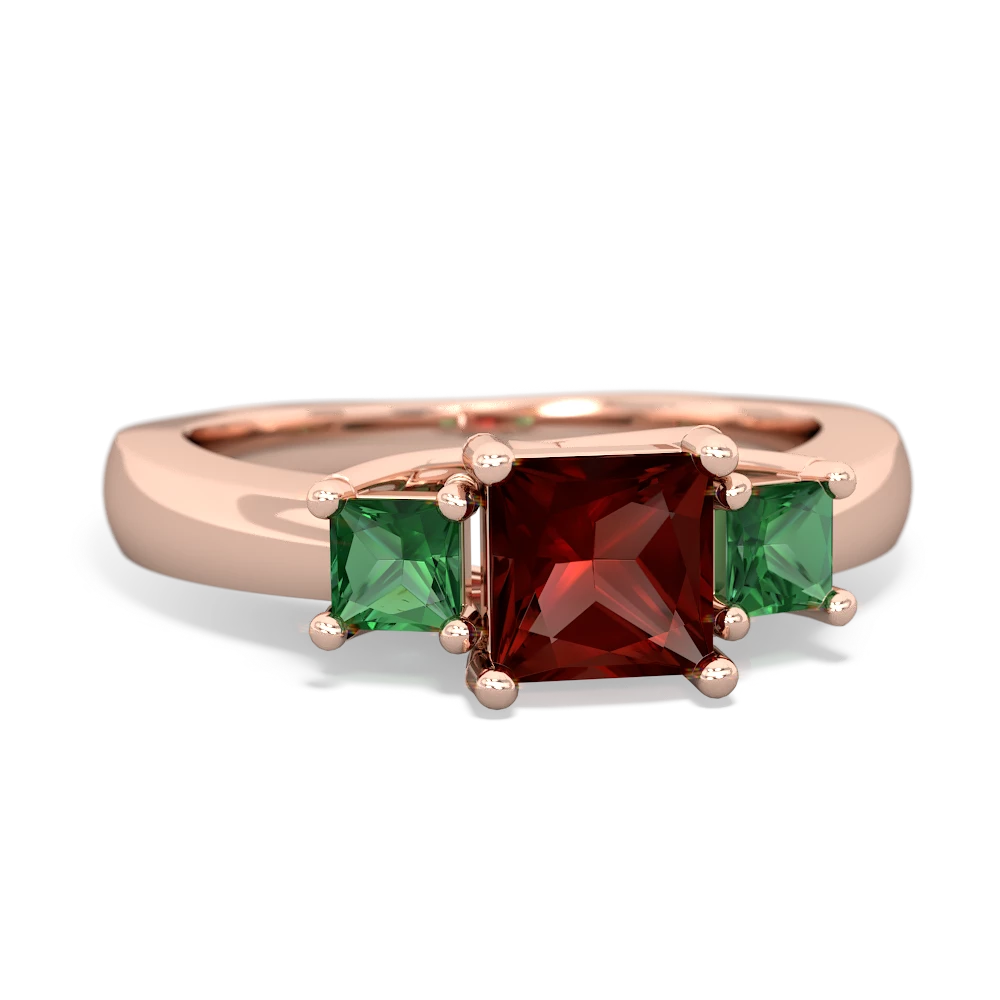 Garnet Three Stone Trellis 14K Rose Gold ring R4015