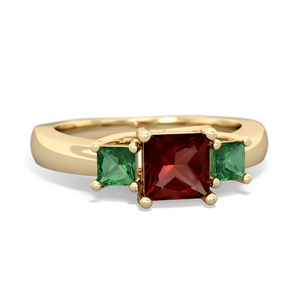 Garnet Three Stone Trellis 14K Yellow Gold ring R4015