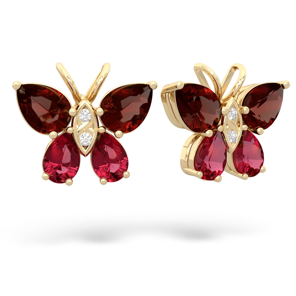 Garnet Butterfly 14K Yellow Gold earrings E2215