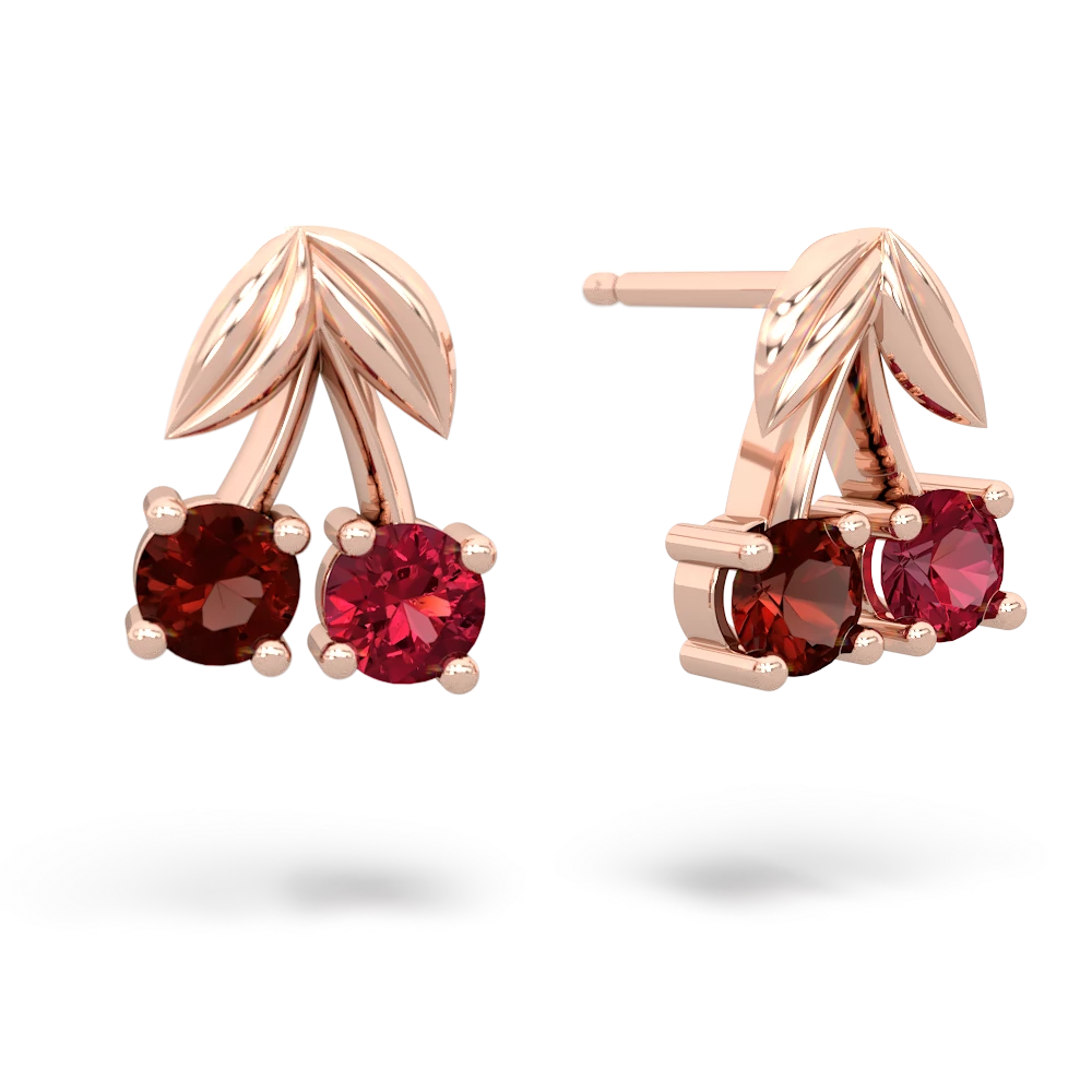 Garnet Sweet Cherries 14K Rose Gold earrings E7001