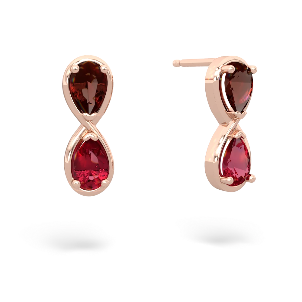 Garnet Infinity 14K Rose Gold earrings E5050