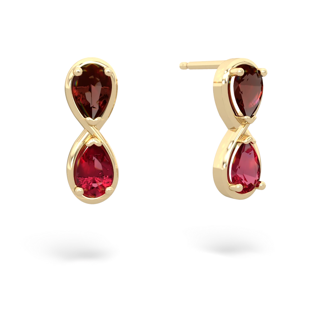 Garnet Infinity 14K Yellow Gold earrings E5050