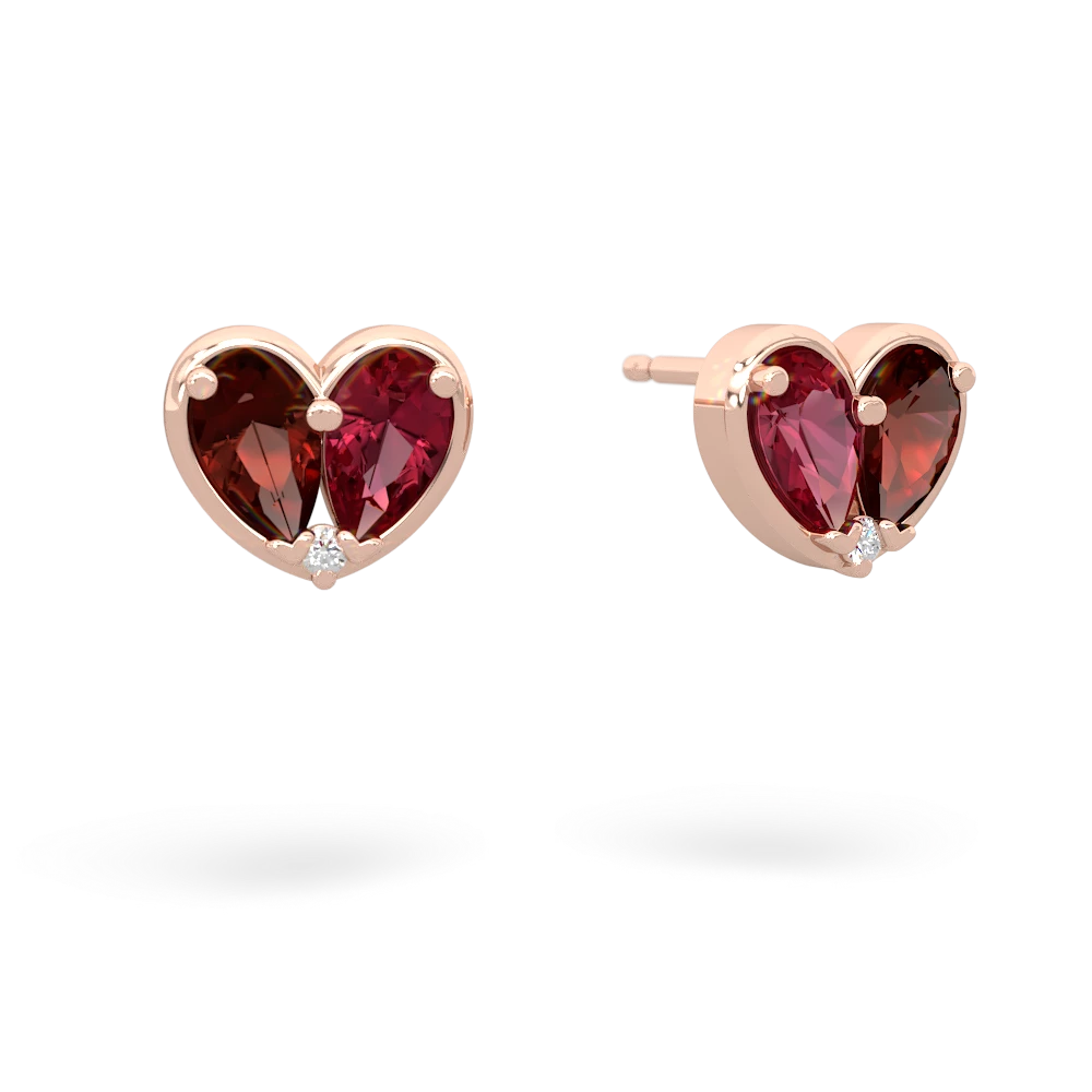 Garnet 'Our Heart' 14K Rose Gold earrings E5072