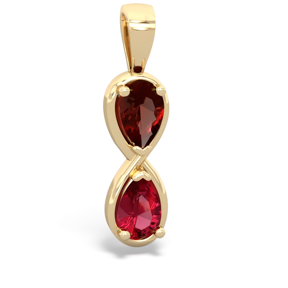 Garnet Infinity 14K Yellow Gold pendant P5050