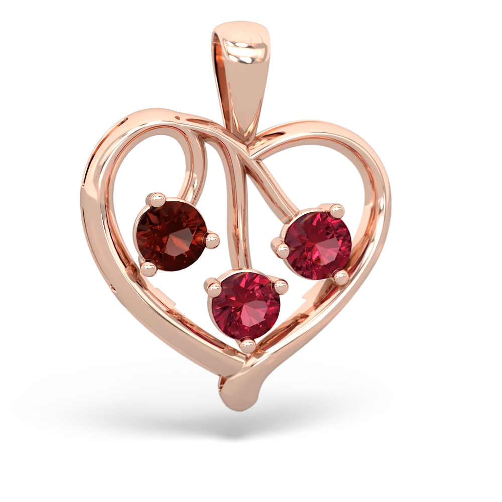 Garnet Glowing Heart 14K Rose Gold pendant P2233