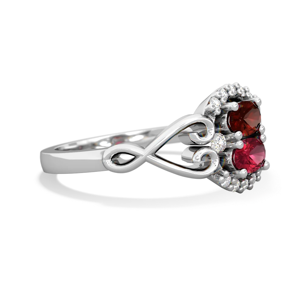 Garnet Love Nest 14K White Gold ring R5860