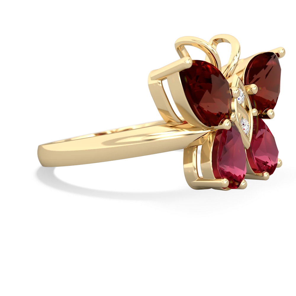 Garnet Butterfly 14K Yellow Gold ring R2215